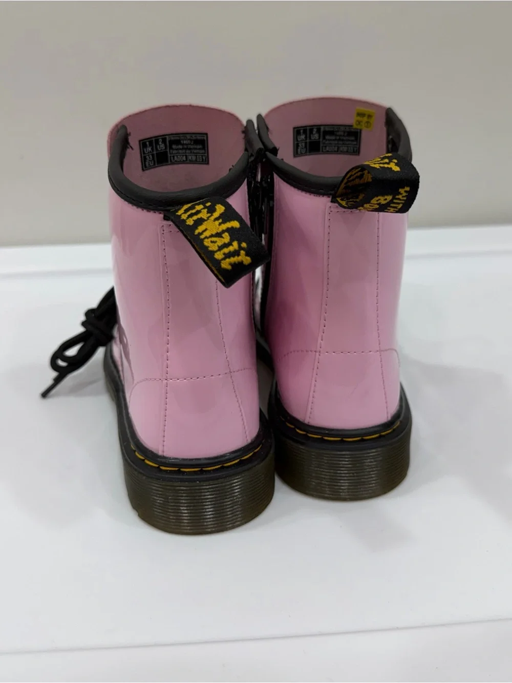 Dr. Martens Pink Patent Boots with Black New Size 13